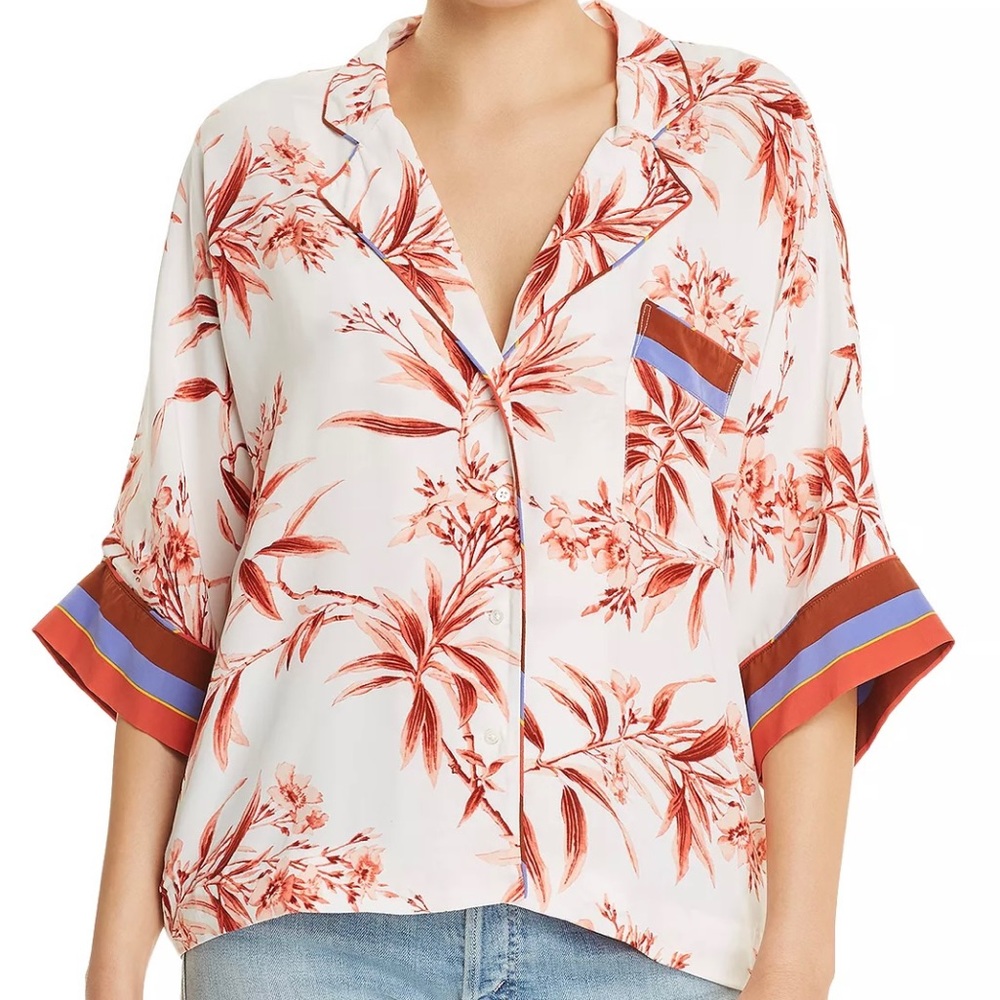 Joie Bayley Floral Button Down Blouse Color Porcelain Size XSmall Host Pick! New